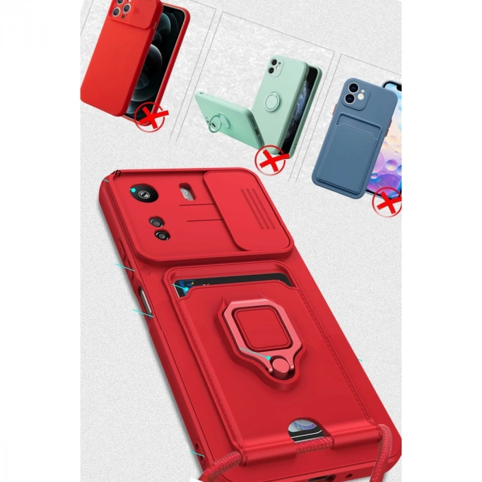 Xiaomi Redmi 13c Kılıf Zuma Kartvizitli Yüzüklü Silikon - Lacivert