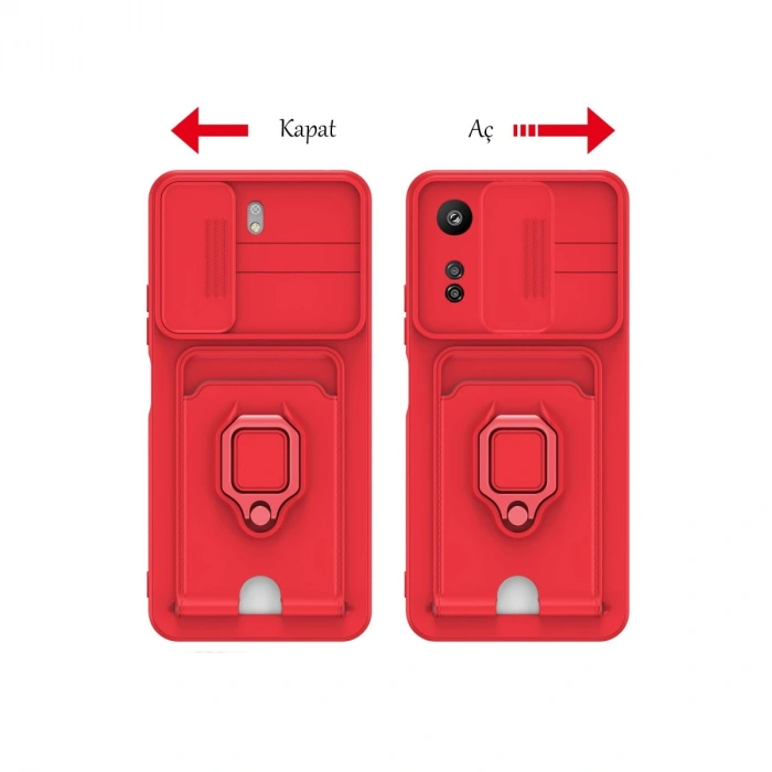 Xiaomi Redmi 13c Kılıf Zuma Kartvizitli Yüzüklü Silikon - Siyah