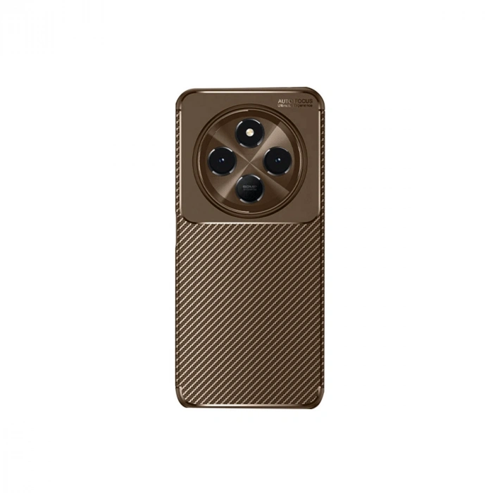 Xiaomi Redmi 14c Kılıf Auto Focus Karbon Kapak - Kahverengi