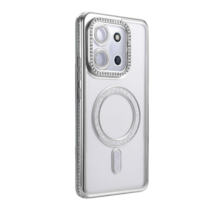 Xiaomi Redmi 15c 4g Joke Simli Magneticsafe Kılıf - Gümüş