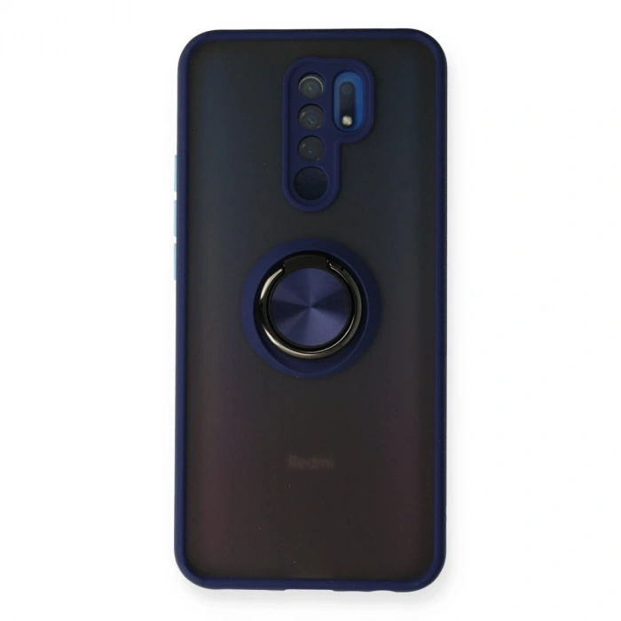 Xiaomi Redmi 9 Kılıf Montreal Yüzüklü Silikon Kapak - Lacivert
