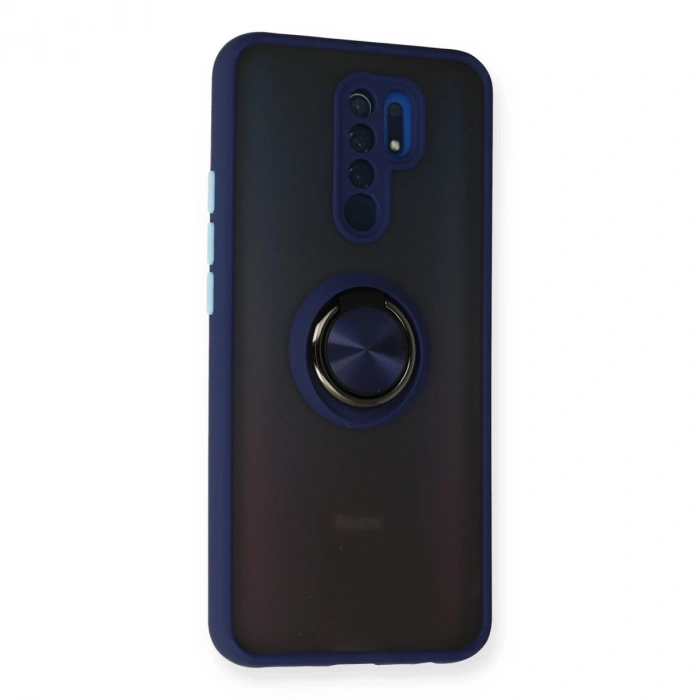 Xiaomi Redmi 9 Kılıf Montreal Yüzüklü Silikon Kapak - Lacivert