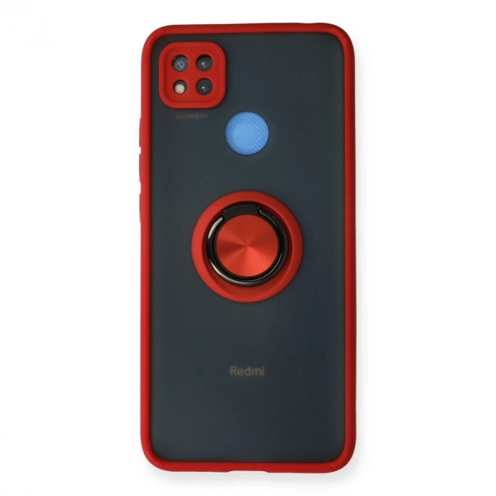 Xiaomi Redmi 9c Kılıf Montreal Yüzüklü Silikon Kapak - Kırmızı