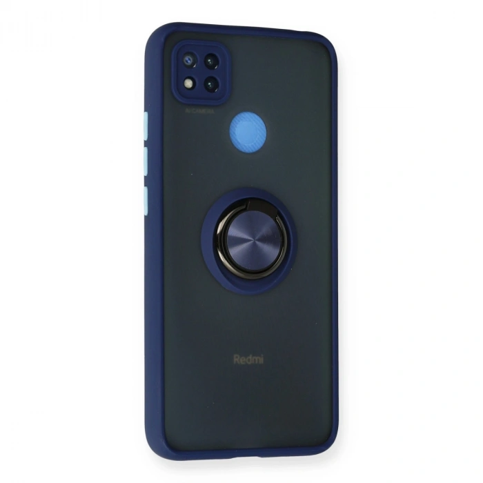 Xiaomi Redmi 9c Kılıf Montreal Yüzüklü Silikon Kapak - Lacivert