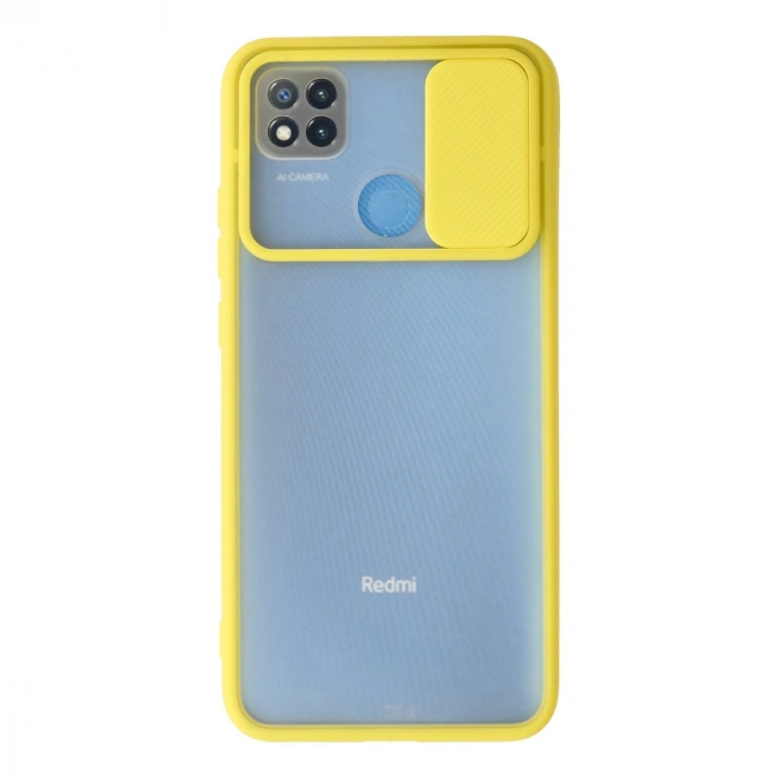 Xiaomi Redmi 9c Kılıf Palm Buzlu Kamera Sürgülü Silikon - Sarı