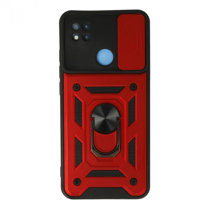 Xiaomi Redmi 9c Kılıf Pars Lens Yüzüklü Silikon - Kırmızı
