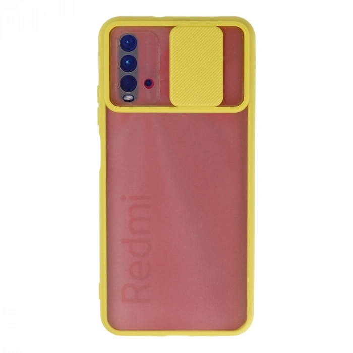 Xiaomi Redmi 9t Kılıf Palm Buzlu Kamera Sürgülü Silikon - Sarı