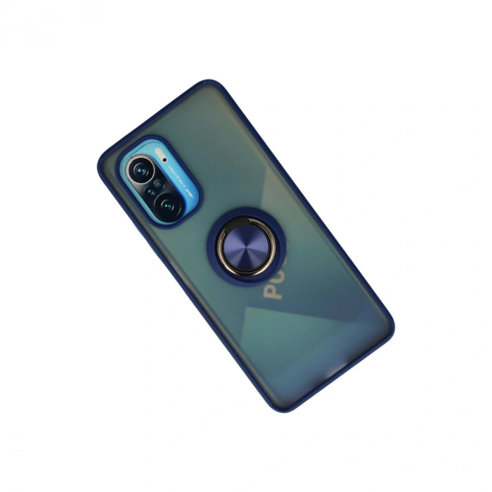 Xiaomi Redmi K40 Kılıf Montreal Yüzüklü Silikon Kapak - Lacivert