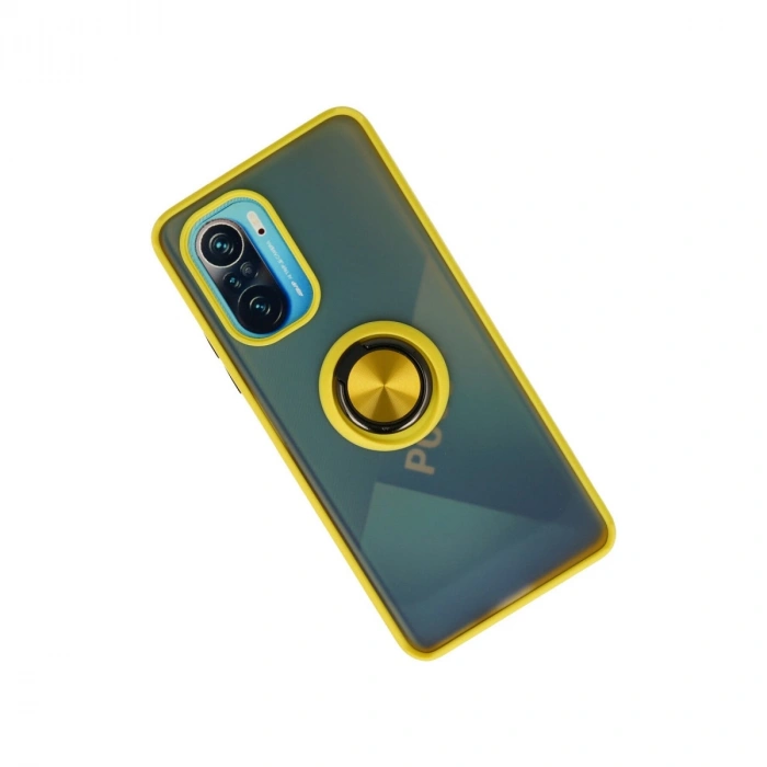 Xiaomi Redmi K40 Kılıf Montreal Yüzüklü Silikon Kapak - Sarı