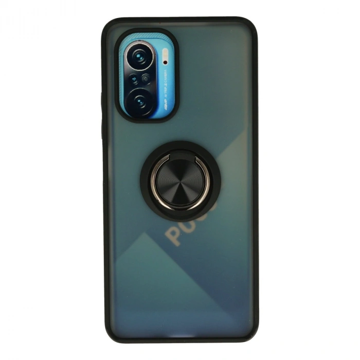 Xiaomi Redmi K40 Kılıf Montreal Yüzüklü Silikon Kapak - Siyah