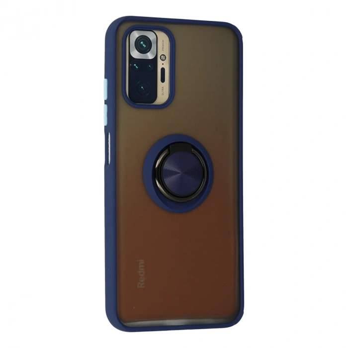 Xiaomi Redmi Note 10 Kılıf Montreal Yüzüklü Silikon Kapak - Lacivert