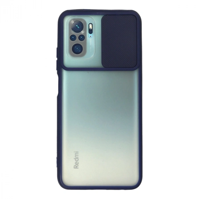 Xiaomi Redmi Note 10 Kılıf Palm Buzlu Kamera Sürgülü Silikon - Lacivert