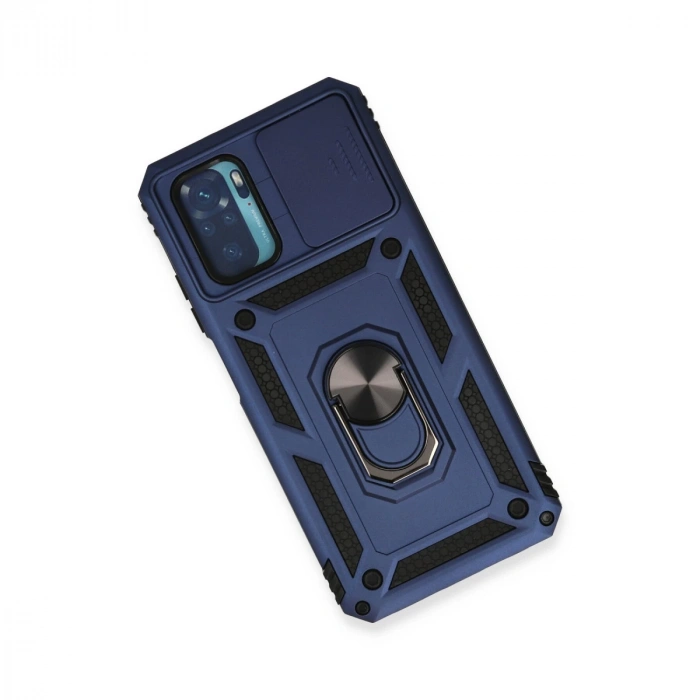 Xiaomi Redmi Note 10 Kılıf Pars Lens Yüzüklü Silikon - Lacivert