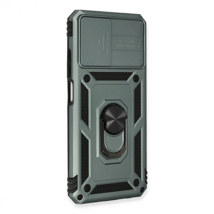 Xiaomi Redmi Note 10 Kılıf Pars Lens Yüzüklü Silikon - Yeşil