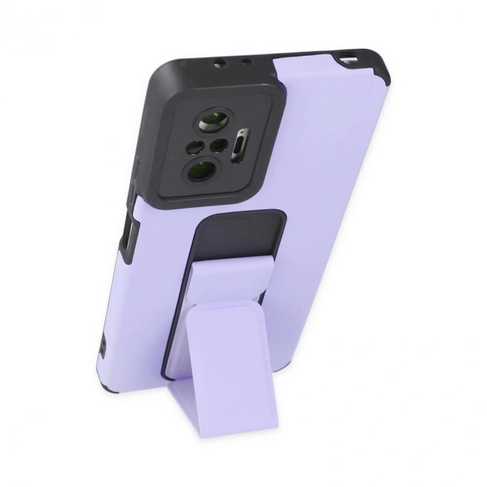 Xiaomi Redmi Note 10 Pro Kılıf Mega Standlı Silikon - Lila
