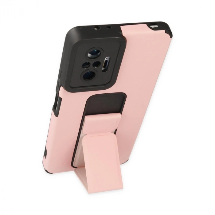 Xiaomi Redmi Note 10 Pro Kılıf Mega Standlı Silikon - Pudra