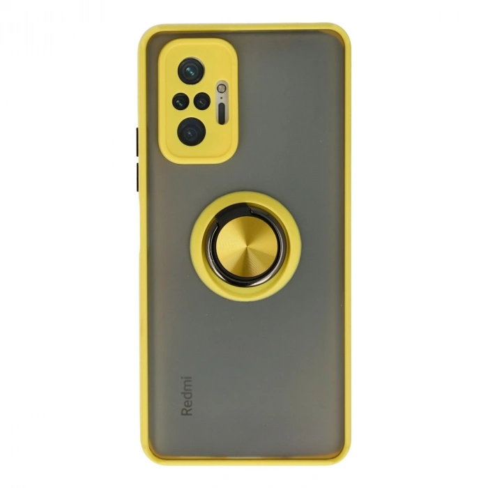 Xiaomi Redmi Note 10 Pro Kılıf Montreal Yüzüklü Silikon Kapak - Sarı