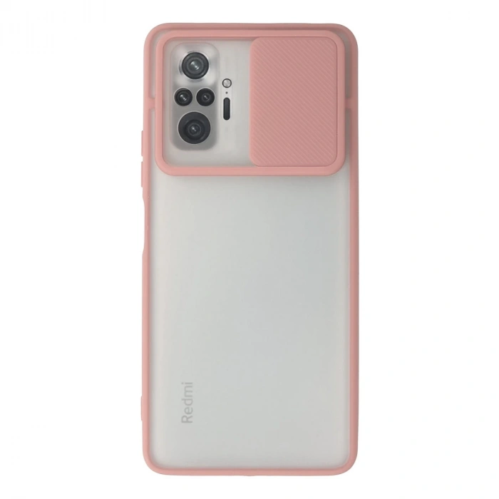 Xiaomi Redmi Note 10 Pro Kılıf Palm Buzlu Kamera Sürgülü Silikon - Pembe