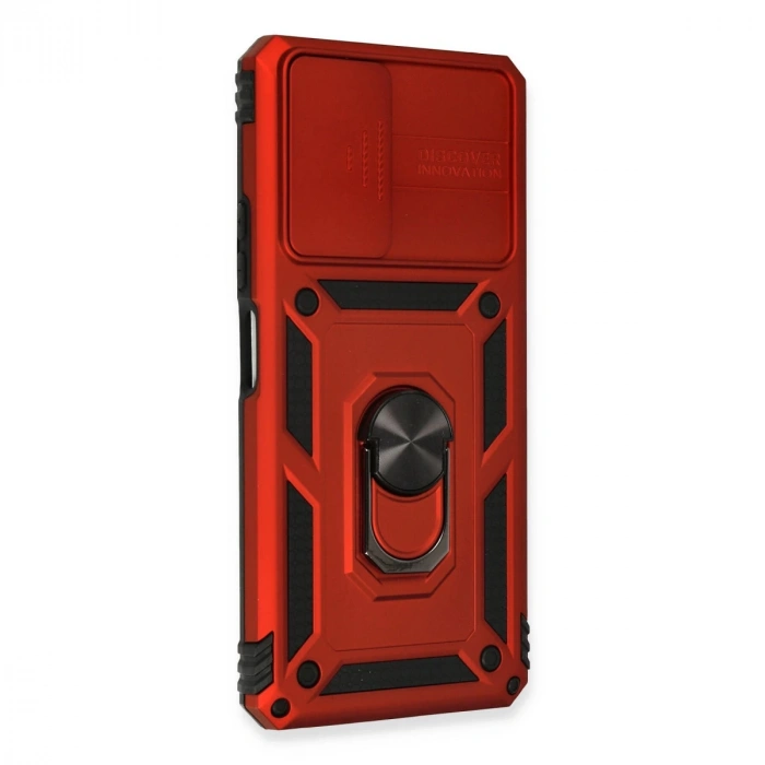 Xiaomi Redmi Note 10 Pro Kılıf Pars Lens Yüzüklü Silikon - Kırmızı