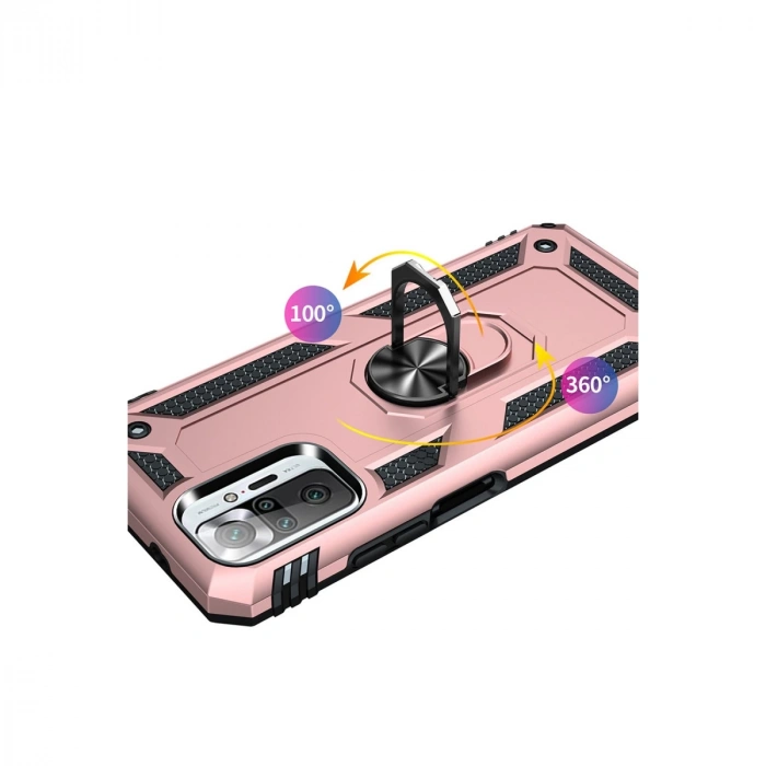 Xiaomi Redmi Note 10 Pro Kılıf Sofya Yüzüklü Silikon Kapak - Rose