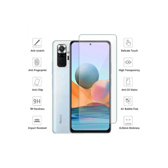 Xiaomi Redmi Note 10 Uyumlu Premium Ekran Koruyucu 9H Sert Temperli Kırılmaz Cam Koruma Şeffaf (599)