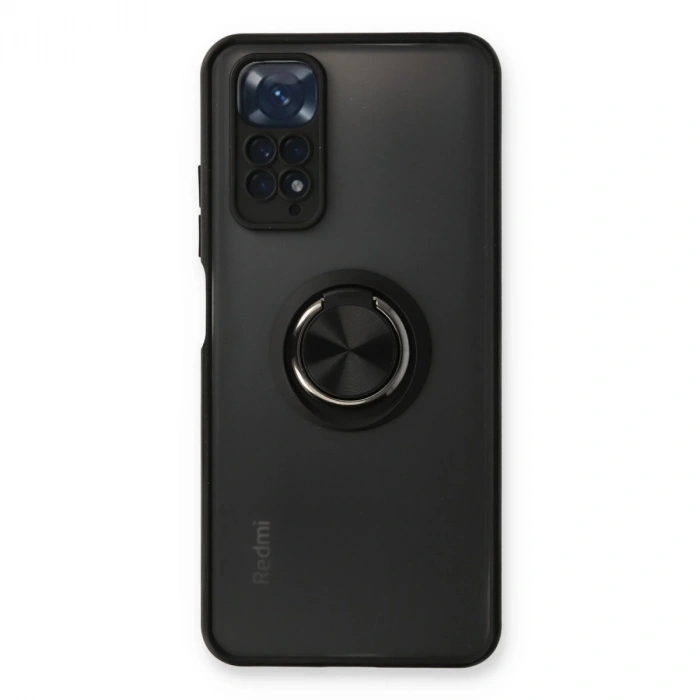 Xiaomi Redmi Note 11 Kılıf Montreal Yüzüklü Silikon Kapak - Siyah