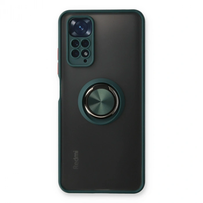 Xiaomi Redmi Note 11 Kılıf Montreal Yüzüklü Silikon Kapak - Yeşil