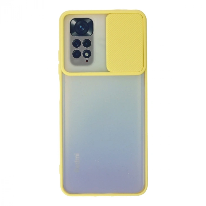 Xiaomi Redmi Note 11 Kılıf Palm Buzlu Kamera Sürgülü Silikon - Sarı