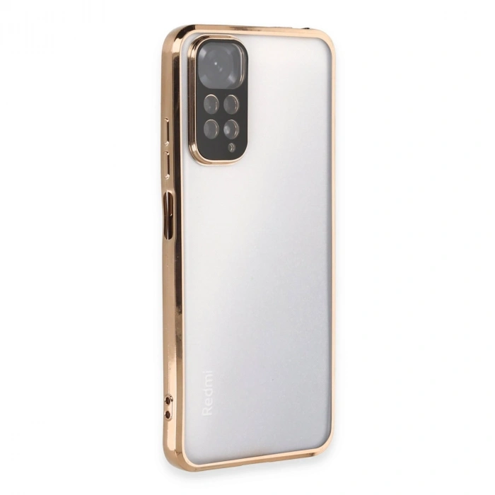 Xiaomi Redmi Note 11 Kılıf Razer Lensli Silikon - Gold