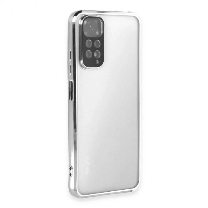 Xiaomi Redmi Note 11 Kılıf Razer Lensli Silikon - Gümüş
