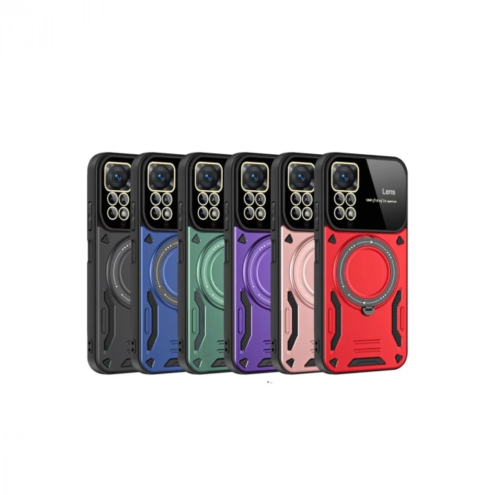 Xiaomi Redmi Note 11 Pro Kılıf Joy Lens Standlı Kapak - Siyah