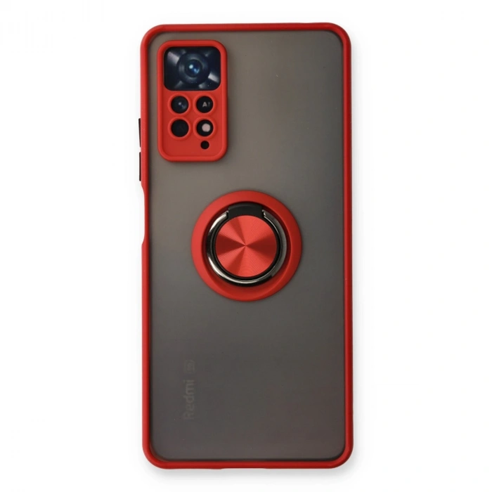 Xiaomi Redmi Note 11 Pro Kılıf Montreal Yüzüklü Silikon Kapak - Kırmızı