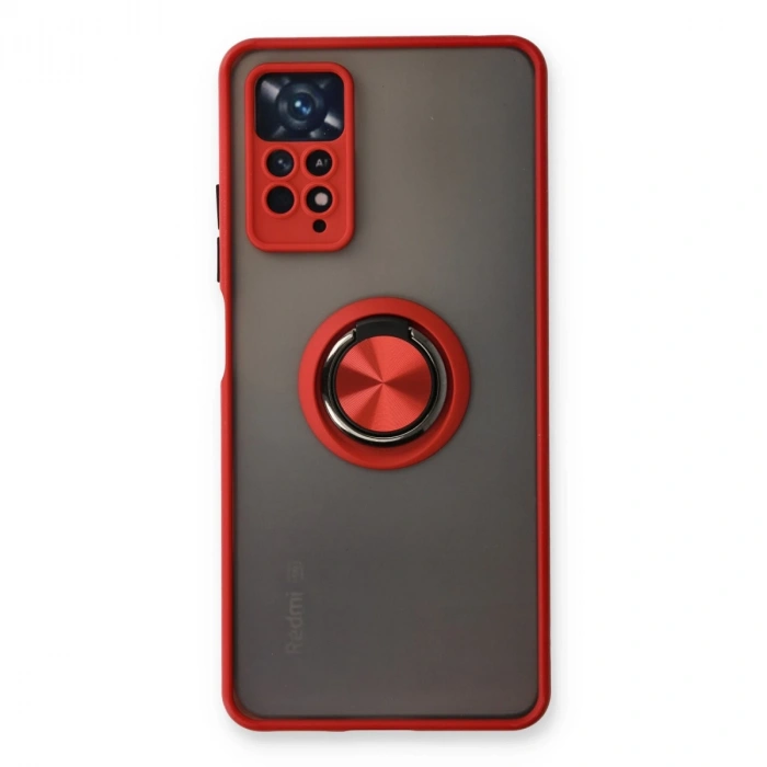 Xiaomi Redmi Note 11 Pro Kılıf Montreal Yüzüklü Silikon Kapak - Kırmızı