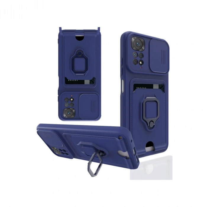 Xiaomi Redmi Note 11 Pro Kılıf Zuma Kartvizitli Yüzüklü Silikon - Lacivert