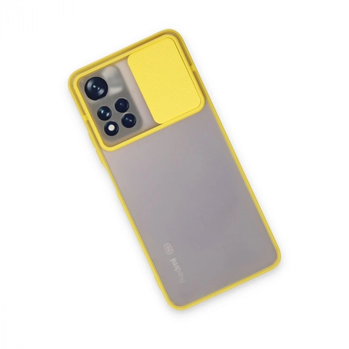 Xiaomi Redmi Note 11t Kılıf Palm Buzlu Kamera Sürgülü Silikon - Sarı