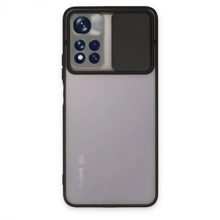 Xiaomi Redmi Note 11t Kılıf Palm Buzlu Kamera Sürgülü Silikon - Siyah
