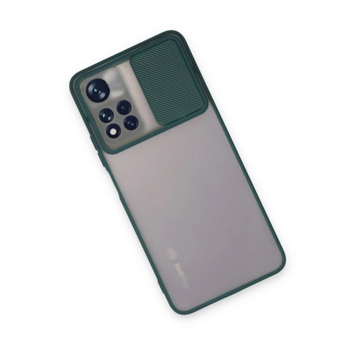 Xiaomi Redmi Note 11t Kılıf Palm Buzlu Kamera Sürgülü Silikon - Yeşil