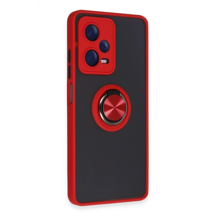 Xiaomi Redmi Note 12 5g Kılıf Montreal Yüzüklü Silikon Kapak - Kırmızı
