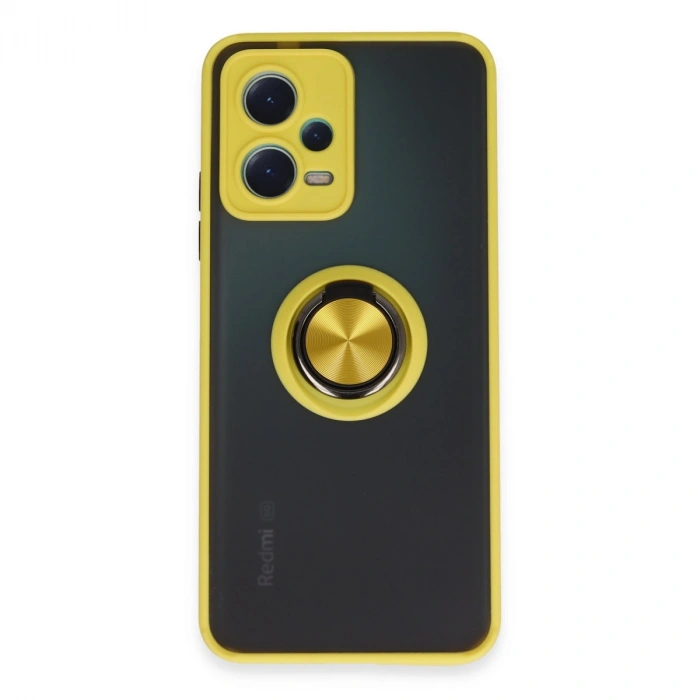 Xiaomi Redmi Note 12 5g Kılıf Montreal Yüzüklü Silikon Kapak - Sarı
