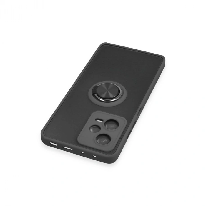 Xiaomi Redmi Note 12 5g Kılıf Montreal Yüzüklü Silikon Kapak - Siyah