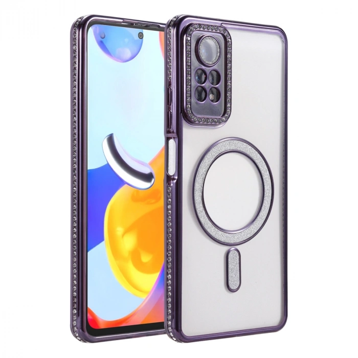 Xiaomi Redmi Note 12 Pro 4g Joke Simli Magneticsafe Kılıf - Derin Mor