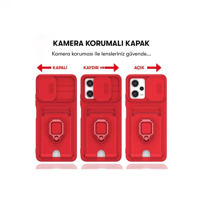 Xiaomi Redmi Note 12 Pro 5g Kılıf Zuma Kartvizitli Yüzüklü Silikon - Pembe