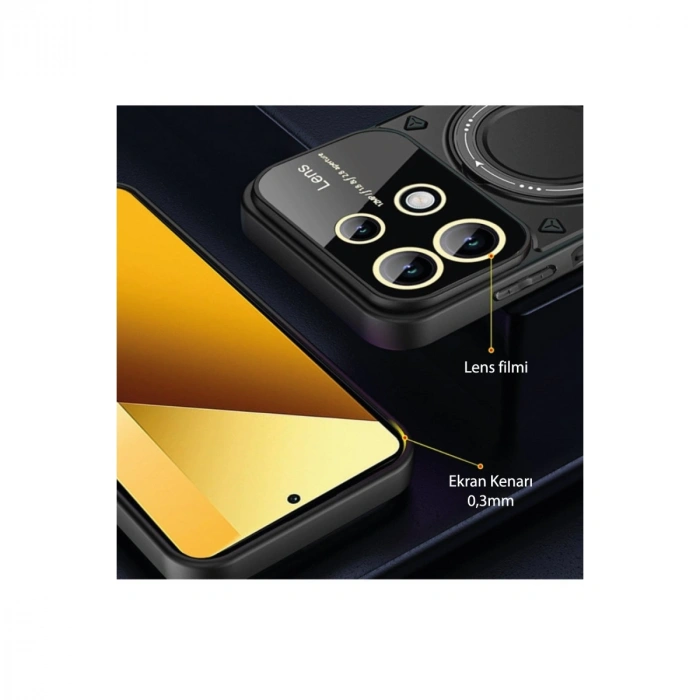 Xiaomi Redmi Note 13 4g Kılıf Joy Lens Standlı Kapak - Koyu Yeşil