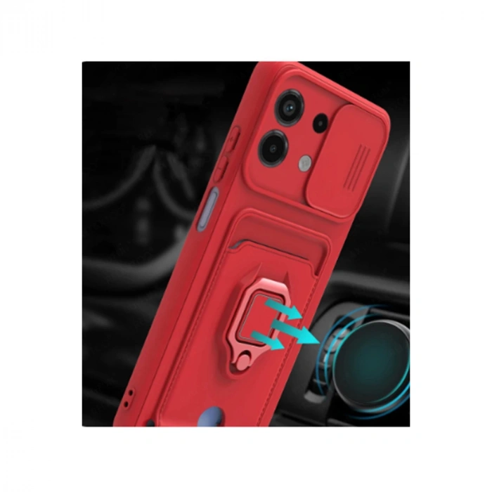 Xiaomi Redmi Note 13 4g Kılıf Zuma Kartvizitli Yüzüklü Silikon - Lila