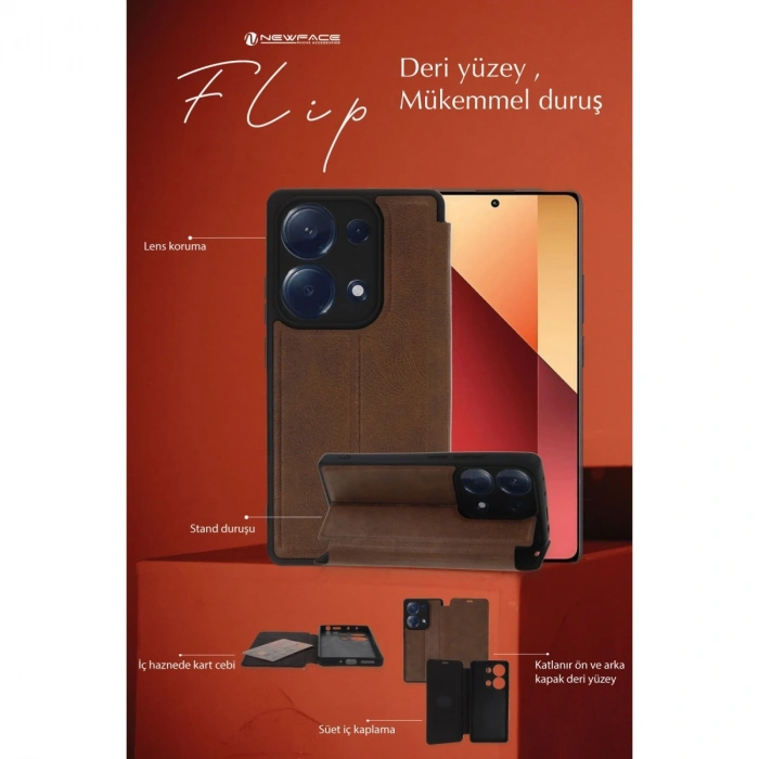Xiaomi Redmi Note 13 Pro 4g Kılıf Flip Cover - Kırmızı