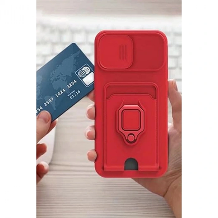 Xiaomi Redmi Note 13 Pro 5g Kılıf Zuma Kartvizitli Yüzüklü Silikon - Lila