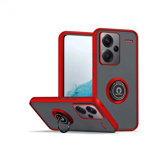 Xiaomi Redmi Note 13 Pro Plus Kılıf Montreal Yüzüklü Silikon Kapak - Kırmızı