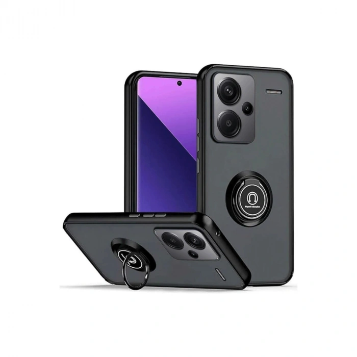 Xiaomi Redmi Note 13 Pro Plus Kılıf Montreal Yüzüklü Silikon Kapak - Siyah