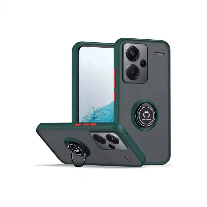 Xiaomi Redmi Note 13 Pro Plus Kılıf Montreal Yüzüklü Silikon Kapak - Yeşil
