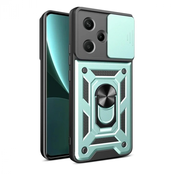 Xiaomi Redmi Note 13 Pro Plus Kılıf Pars Lens Yüzüklü Silikon - Yeşil